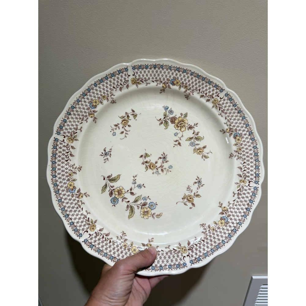 Vintage Royal Tudor Lattice Grindley Of Stoke Round Platter Staffordshire